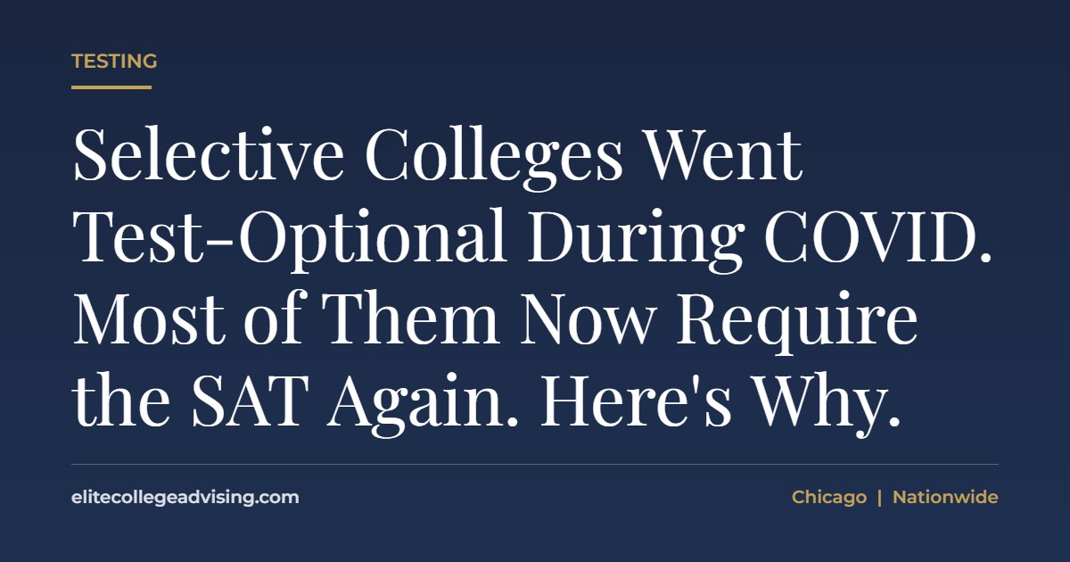 Test-optional: Selective Colleges Went Test-Optional During COVID. Most of Them Now Require the SAT Again. Here's Why.