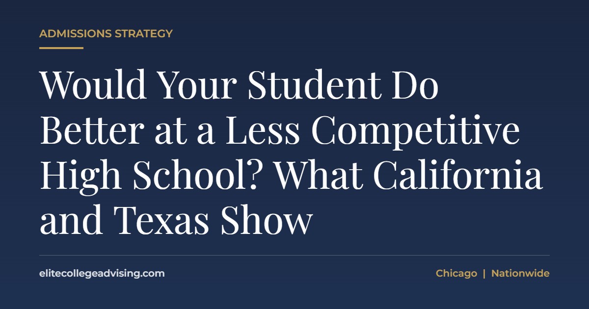 Less competitive high school: Would Your Student Do Better at a Less Competitive High School? What California and Texas Show